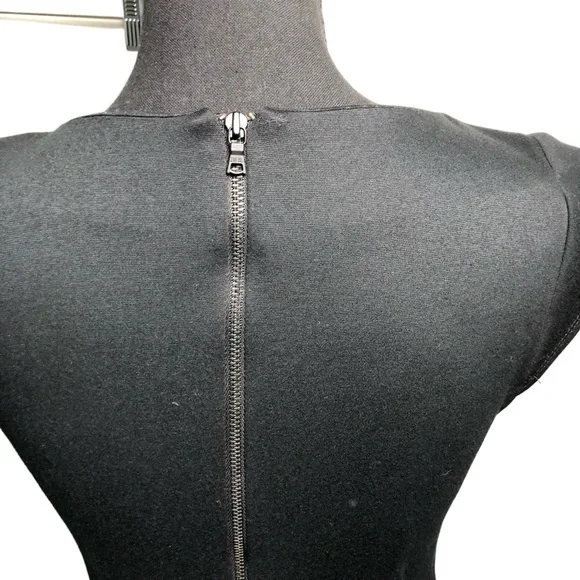 Alice + Olivia Dress Peplum Cap Sleeve Black Size 8 - Picture 4 of 10